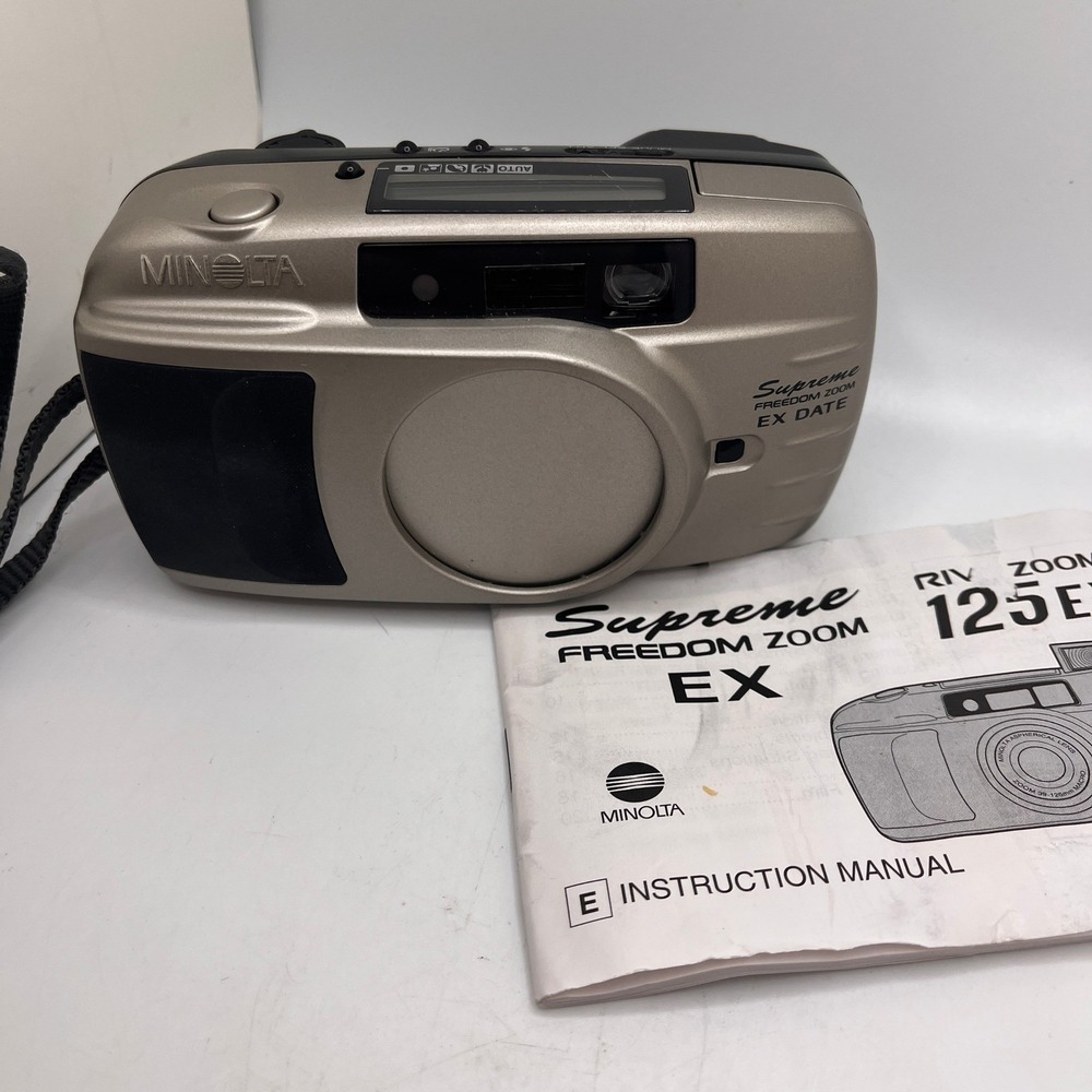 Minolta Supreme Freedom Zoom EX DATE 35mm Film Camera w/ Instructions FOR PARTS